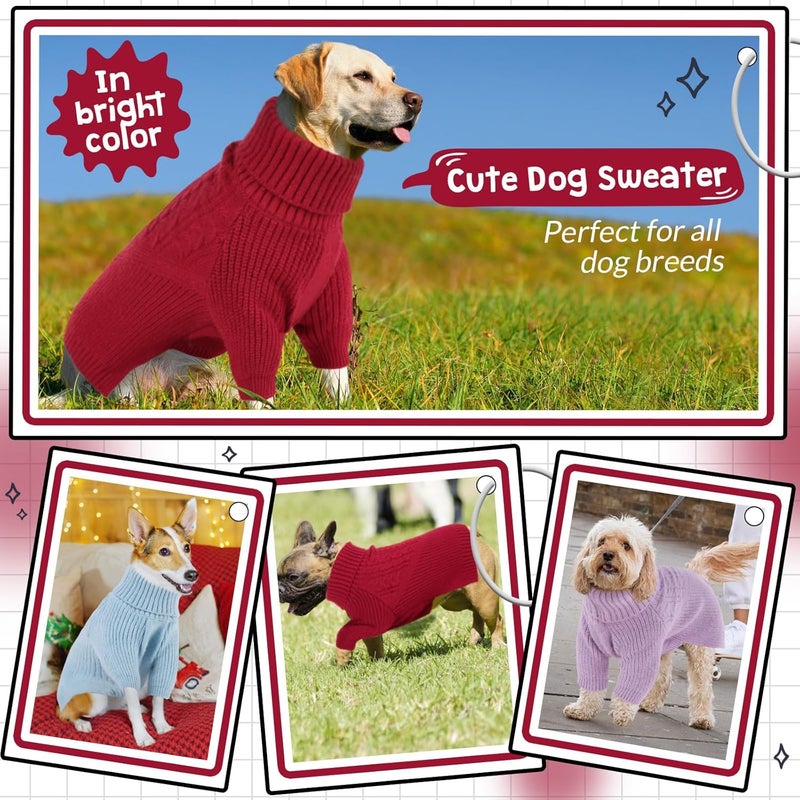Queenmore Dog Sweater, Puppy Sweater for Small Dogs,Warm Winter Fall Dog Sweaters for Dog Girls Boys, Solid Turtleneck Knit Sweater for Large Medium Dogs,Long Sleeves Christmas Dog Sweater Red,XL - Image 3